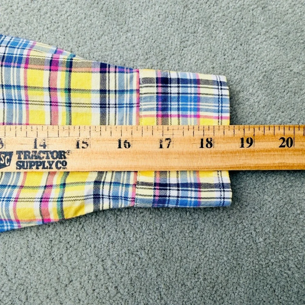 Ralph Lauren Boys Shirt Size 10 Yellow Multicolor Plaid Flesh Pony Long Sleeve